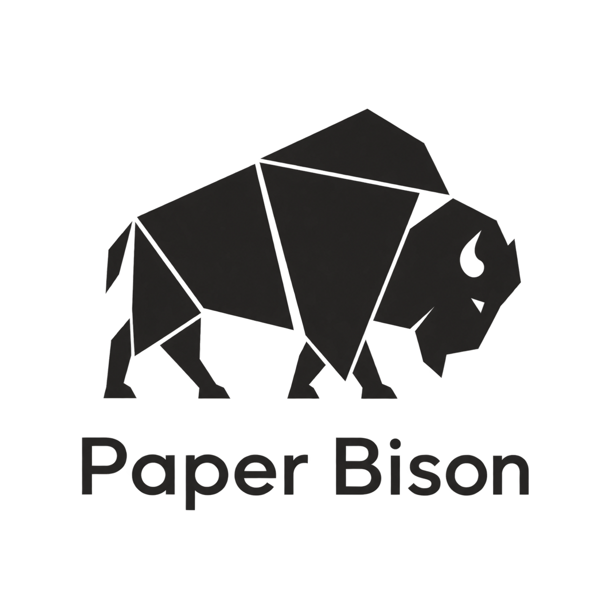 Paper Bison: a bison formed from folded paper shapes